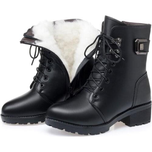 2021 Luxury Brand Women Winter Leather Female Snow Boots High-Heeled Ladies Long Lined Warm Botas Fashion Shoes Bottines Femme