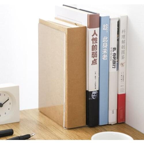 1Pc Transparent Acrylic Bookends Stand Bookshelf Desktop Decorative Storage Rack
