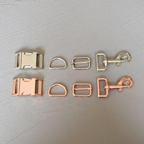 10 Sets 30mm Metal Slider Adjustable Buckle D Ring Metal Dog Clasp Four Pieces Webbing DIY Cat Collar Accessory 30-4s