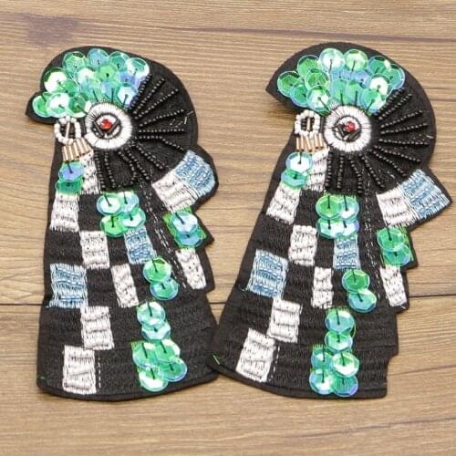 2 pieces of beaded bird patch clothing sewing sticker jeans jacket decoration hand DIY cloth paste adhesive free