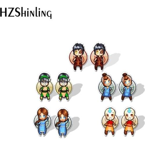 2021 New Arrival Acrylic Stud Earrings Avatar The Last Airbender Cartoon Anime Pattern Stainless Steel Ear Jewelry Resin Epoxy