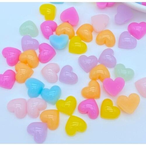 30Pcs Resin Lovely Mixed Mini Solid Heart Flat Back Cabochon Scrapbook DIY Embellishments Accessories K27