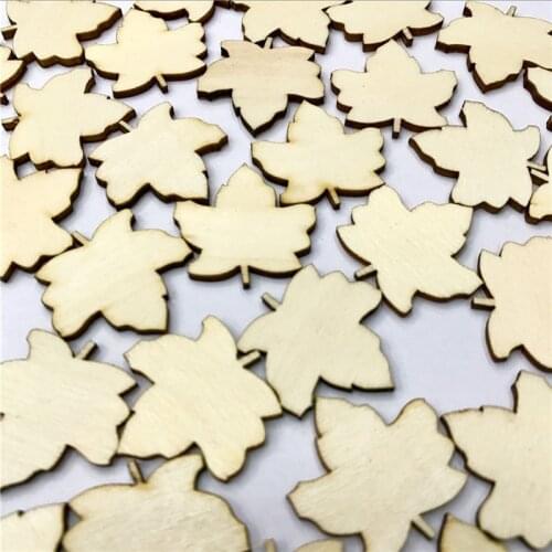 300PCS 30MM 75MM Mix Leaf Natural Wood Chips Embellishments Scrapbooking Crafts Supplies Handmade Leaves Art Graffiti Button