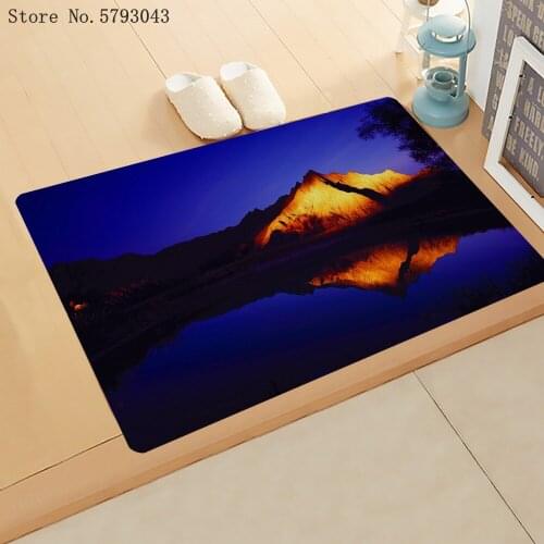 3D Print Landscape Doormat Colorful Scenery Carpet Mountain City Doormat For Living Room Door Mat Decor Entrance Anti-Slip Mat