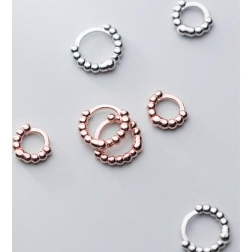 4mm 6.5mm 18K Gold Real. 925 Sterling Silver jewelry Piercing Beads Circle Ear-bone hoop huggie Earrings C-G2601