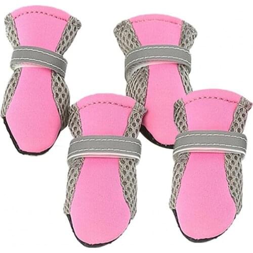 4Pcs Dog Shoes Magic Sticker Closure Breathable Fabric Non-Slip Puppy Boots for Outdoor