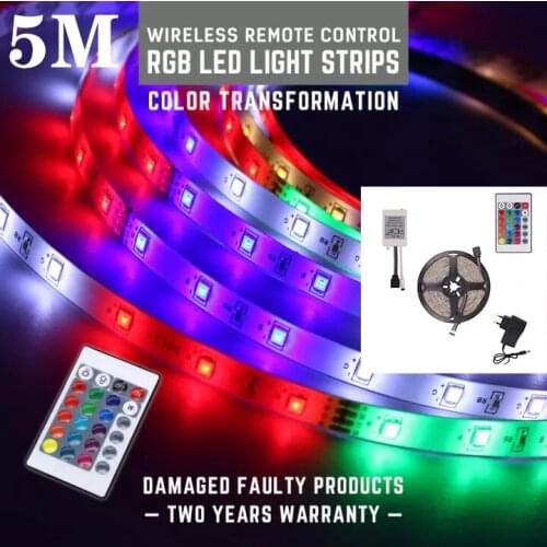 5M LED Strip Lights RGB IP65 Waterproof LED Lights Remote Control BackLight Night Light for TV Stairs Rooms Behind Decoration