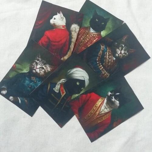 QUILTING Court Cats Hand Dyed Painting Design Decorative Paintings Cats Fabric Handwork DIY Fabric Gentleman 15*20cm Piece