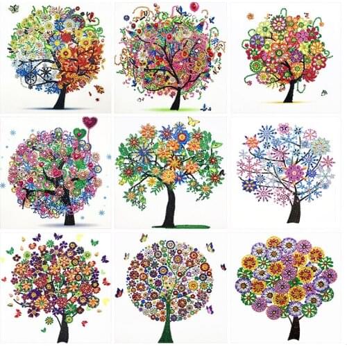 5D DIY special-shaped diamond painting mosaic tree flower kit diamond embroidery cross stitch wall decoration handmade gift