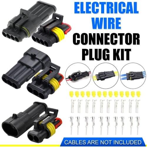 10 Kit 2/3/4 Pin Way Super Seal Car Waterproof Electrical Wire Connector