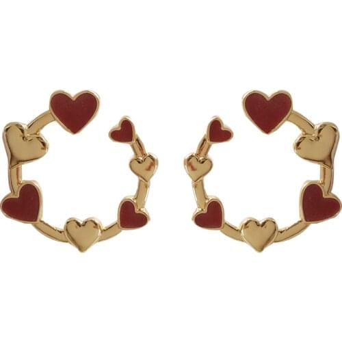 Free shipping 10 pair / lot fashion jewelry accessories new design metal enamel heart earrings