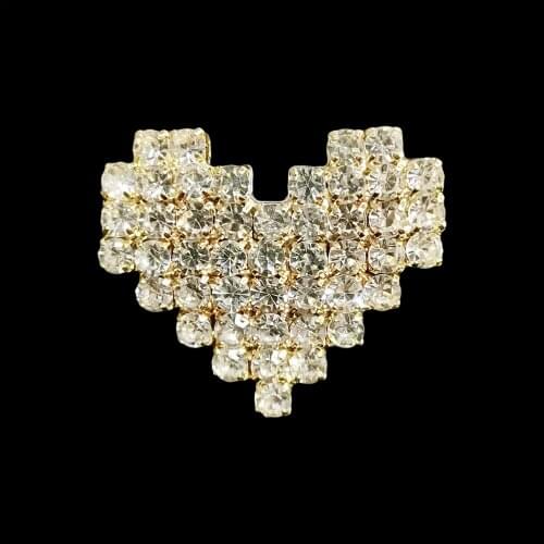 RSHCZY Fashion Heart Brooch Gold-Plated Vintage Crystal Pins For Women Badge Coat Bag Accessories Scarf Buckle Jewelry Gift