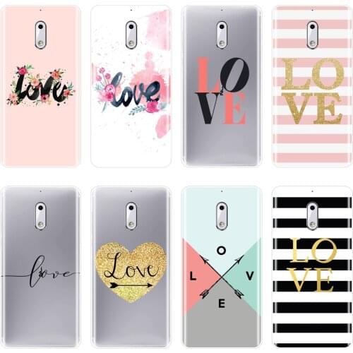 TPU Case For Nokia 7 Plus X6 Silicone Soft Stripe Pink Love Heart Black White Text Back Cover For Nokia 8 6 5 3 2 1 Phone Case