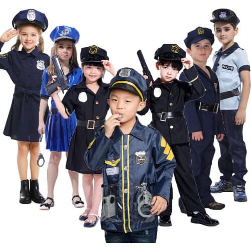 Umorden Fantasia Child Kids Cops Policeman Police Officer Costumes for Boys Girls Halloween Purim Carnival Party Role Play Set