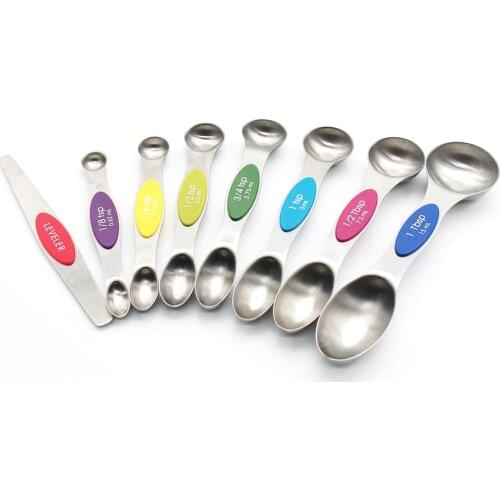 Dual Sided Magnetic Coffee Measuring Spoons Set Ruler for Dry Liquid Ingredients Flour Oil Soy Sauce Salt