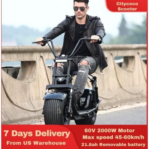 2000W Citycoco Electric Scooter Max 60km/h FatBike Two Wheel Fast Escooter Moto Motorcycle Chopper Golf Scooters US Warehouse