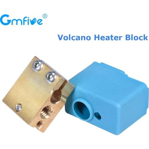 GmFive PT100 Volcano Heater Block Brass Heated Block Silicone Sock For PT100 E3D V6 J-head Hotend Titan 3d Printer Parts