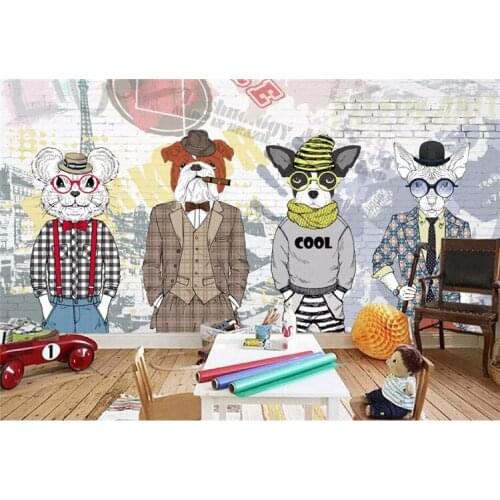 Customized 3d wallpaper Hand Painted animal puppy clothing store background wall decorative 3d wallpaper painting