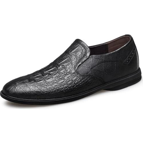 Classic Crocodile Pattern Men Business Dress Shoes Pointy Genuine Leather Formal Shoes Male Party Wedding Footwear