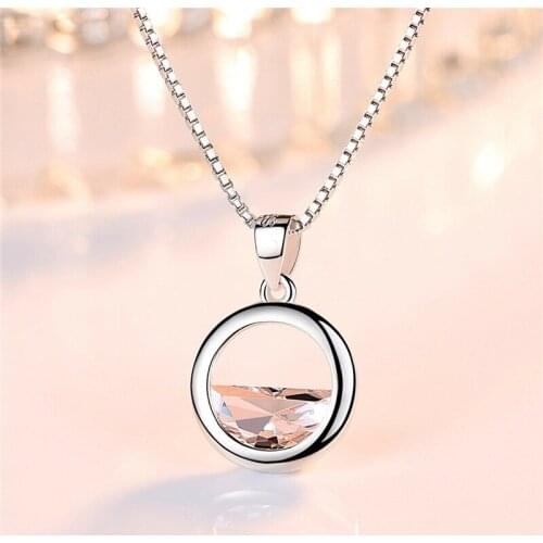 Necklace Circle Lake Pendant Womens Girls Jewellery Silver Color Chain