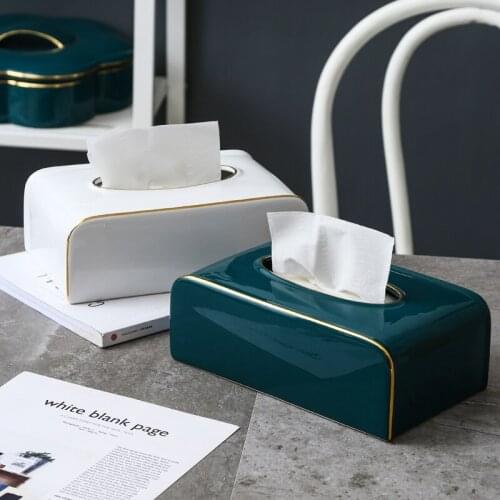 Tissue Box Ceramic Bathroom Paper Holder Paper Rack Tissue Holder Living Room Decoration Home Office Table Accessories