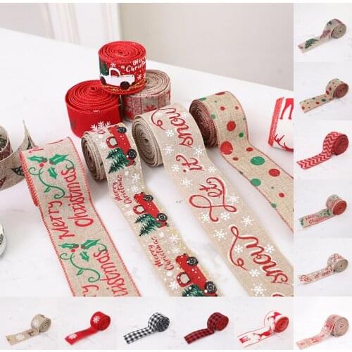 2 Meters Ribbon Christmas Tree Decorations Christmas Linen Satin Gift Box Decorations DIY Bow Craft Supplies Fashion Accessiries