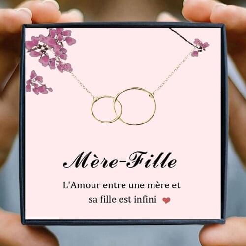 Mere Fille Necklace Women Two Interlocking Infinity Double Circles Chain Necklace Jewelry Birthday France Mothers Day Gifts