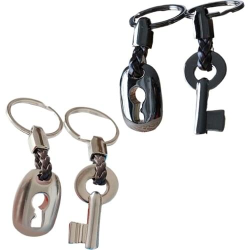 Fashion Couple Keychain Lock Key Metal Split Rings Hanging Key Chain Keyrings Key Fob Gift Supplies for Women Men Key Handbag