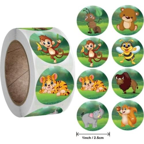 500pcs Zoo Animal Cartoon Children Sticker Classic Toy Sticker School Teacher Reward Sticker 9 Patterns Tiger