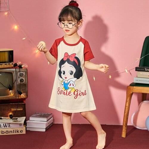 Nightdress Little Teen Girl Pajamas Dresses Children Disney Princess Cartoon Mickey Summer Nightgown Home Clothes Kids Sleepwear