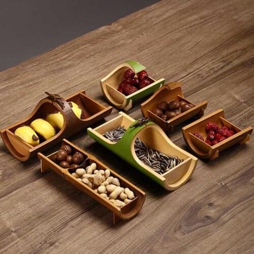 New Bamboo Dessert Cake Plate Tray Party Serving Platter Fruit Snacks Candy Dish Plate Food Storage Container Kitchen Decor Tray