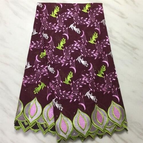Latest Wine 100% Cotton African Lace Fabric 2021 High Quality Lace Embroidered Nigerian Swiss Voile Lace In Switzerland VMP5039