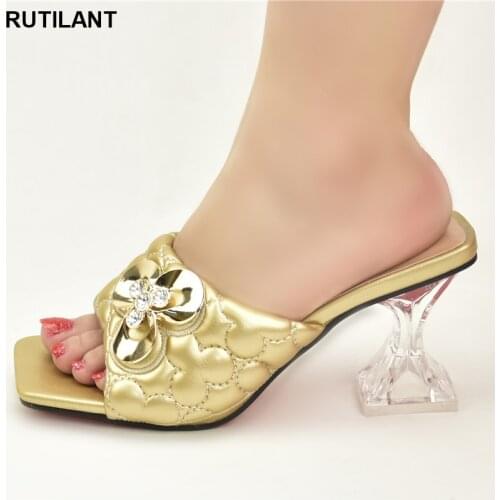 New African Women Party Pumps Decorated with Rhinestone Shoes for Wedding Women Ladies Shoes and Sandals Size 43 Women Shoes
