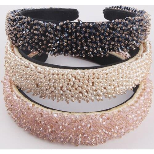 New Fashion Pastoral Style HeadwearCrystal Pearl Particle Tassel Hair Hoop Ladies Leisure Travel Gift Hair Accessories Headdress