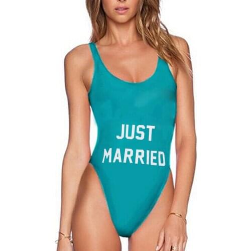 New Women One-Piece Suits Ladies Swimwear Letter Print Swimsuit Monokini Push Up Padded Bikini Bathing Backless 2020