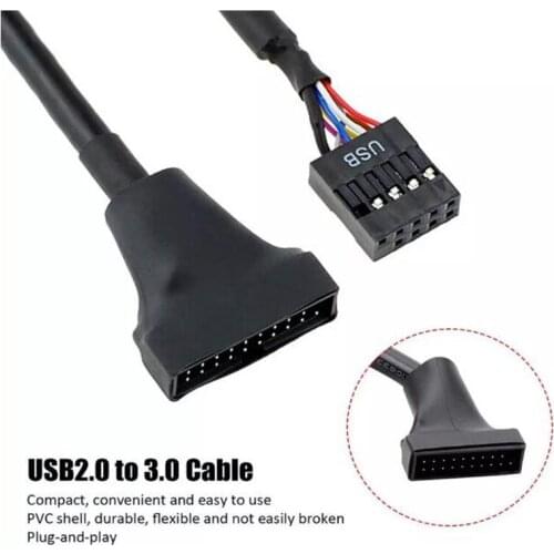 NEW Motherboard Header Adapter USB 2.0 9 Pin Female To Motherboard USB 3.0 20 Pin Male USB 2.0 To 3.0 Adapter Extension Cable