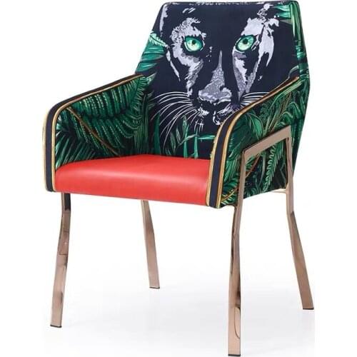 Chinafurniture backrest dining chair high-end creative home modern minimalist restaurant stainless steel Single sofa