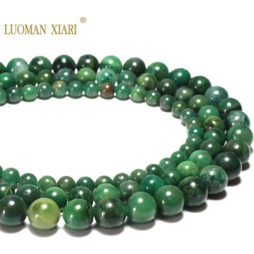 Wholesale 100% Natural Green Round South Africa Jaspers Stone Beads For Jewelry Making DIY Bracelet Necklace Charms 6/8/10mm