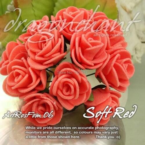 Wholesale Size 20mm Head Solid Soft Red Color PE Rose Foam Flower Bouquet Scrapbooking Artificial Rose Flower(144pcs/lot)