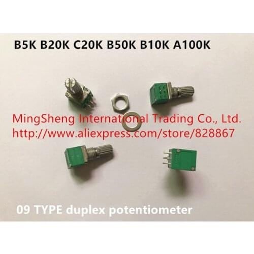 Original new 100% import 09 TYPE B5K B20K C20K B50K B10K A100K duplex potentiometer (SWITCH)