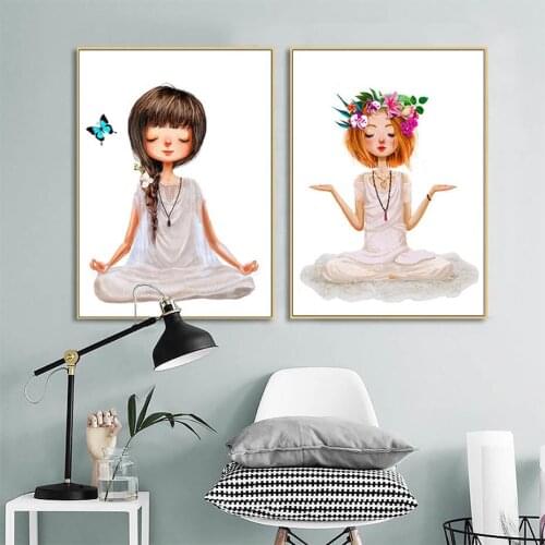 Lovely Yoga Girl Poster Canvas Paintings Wall Art Printings on Canvas Pictures For Living Room Girls Room Home Decorations