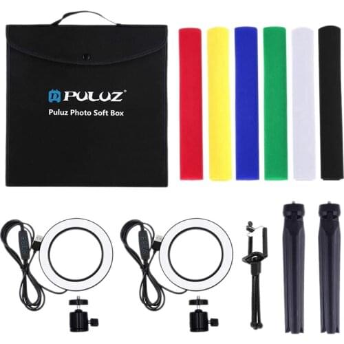 Puluz Portable Softbox 30 x 30cm Light Box Studio Led Photo Lightbox & 6 Colors Backdrops for Tabletop Photography