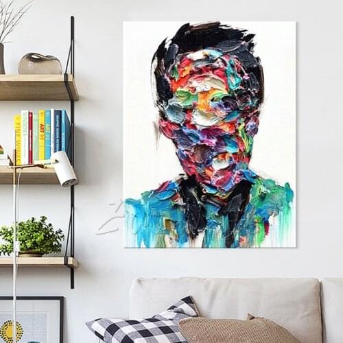 Hand painted Francoise Nielly Palette knife man portrait Face Oil painting Character figure canva wall Art picture