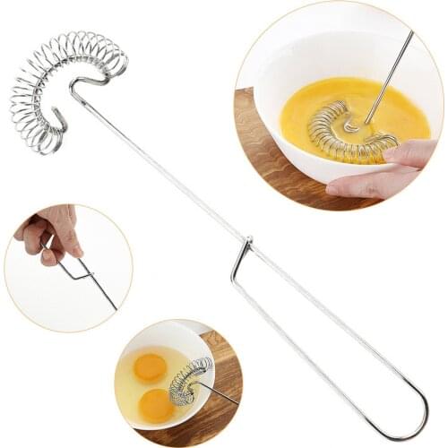 Stainless Steel Manual Egg Beater Spring Coil Coffee Milk Hand Whisk Mixer Egg Foamer Egg Cream Stirring Kitchen Baking Tools