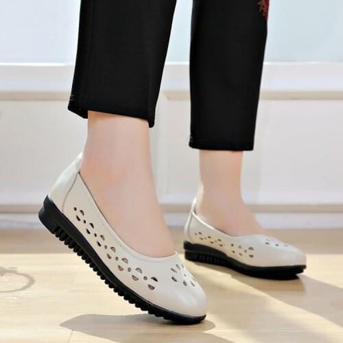 Elegant sandals Ladies Shoes Women Spring Breathable Comfortable Genuine Leather Buckle Strap Square High Heels Hollow out shoes