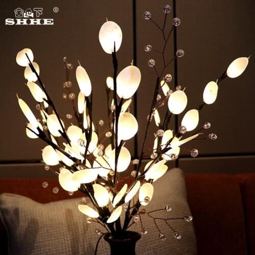 Silver Dollar Lighted Twig Branch Floral Lights 50CM 40 Led Artificial Decorative Tree Branches Lighting Lamp Home Decoration