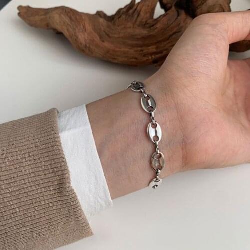 Silver Color Alloy Pig Nose Chain Bracelet for Women 2021 Fashion Jewelry Simple Hand Chains Female Girls Gift