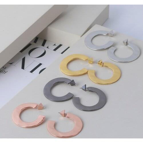 European and American personality basic metal cool scenery face C-shaped opening fashion earrings earrings for girls
