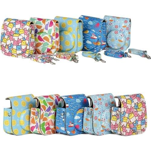 Various Patterns Printing Camera Bag PU Leather Summer Cute Style Bag For Fujifilm Mini11 Camera Protective Case Handbag