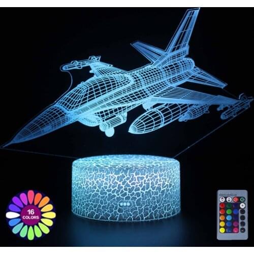 Small Night Lights 3D Plane Colorful LED Gift Acrylic Table Lamp Touch Remote Control Home Room Decoration Desk Lamp